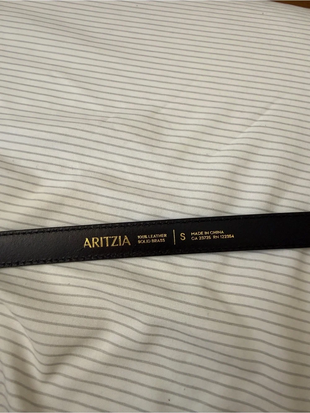 Aritzia Legendary Solid Brass Leather Slim Belt
